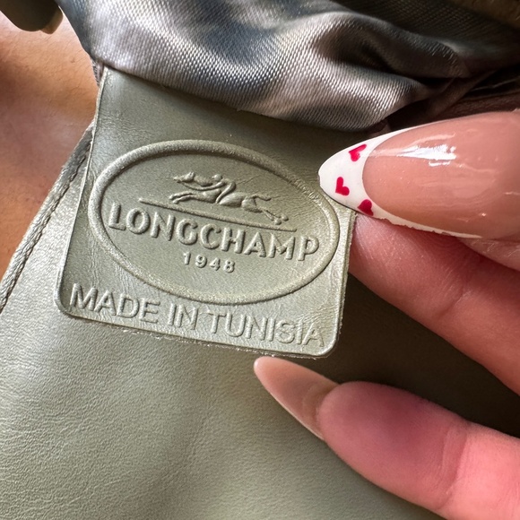 Longchamp Python Embossed Shoulder Bag | Green Leather Satchel Purse Y2k Street - Picture 9 of 16